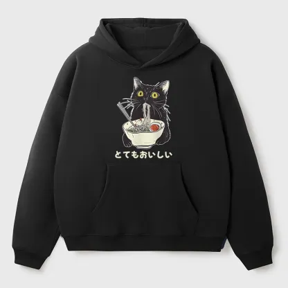 Tokyo-Tiger Cats Eat Ramen Noodles Aldult Fleece Hoodie