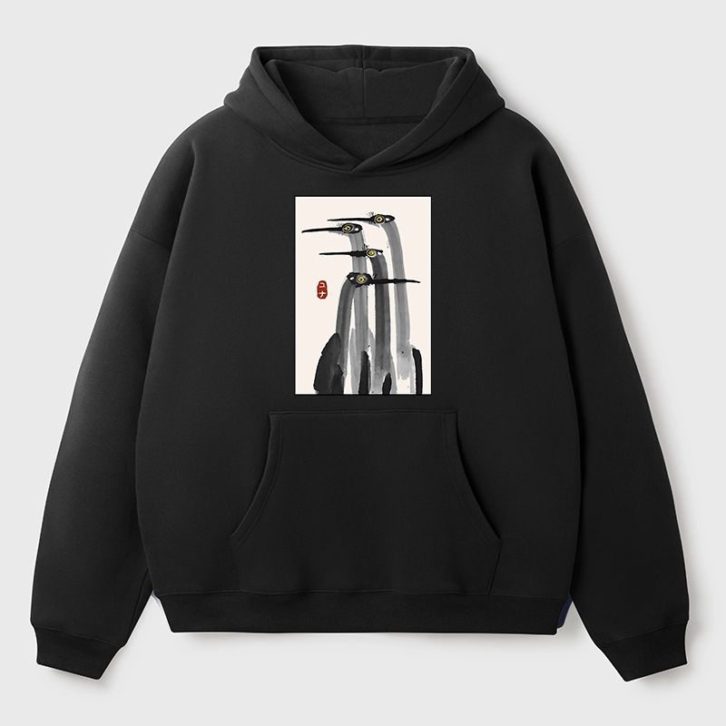 Tokyo-Tiger Japanese Crane Poster Aldult Fleece Hoodie