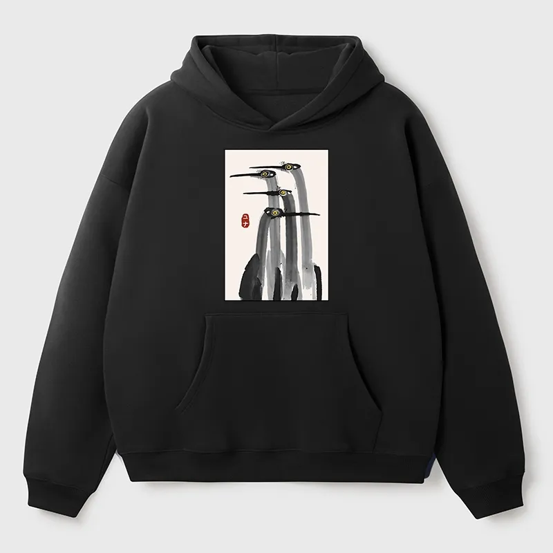 Tokyo-Tiger Japanese Crane Poster Aldult Fleece Hoodie
