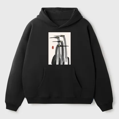 Tokyo-Tiger Japanese Crane Poster Aldult Fleece Hoodie