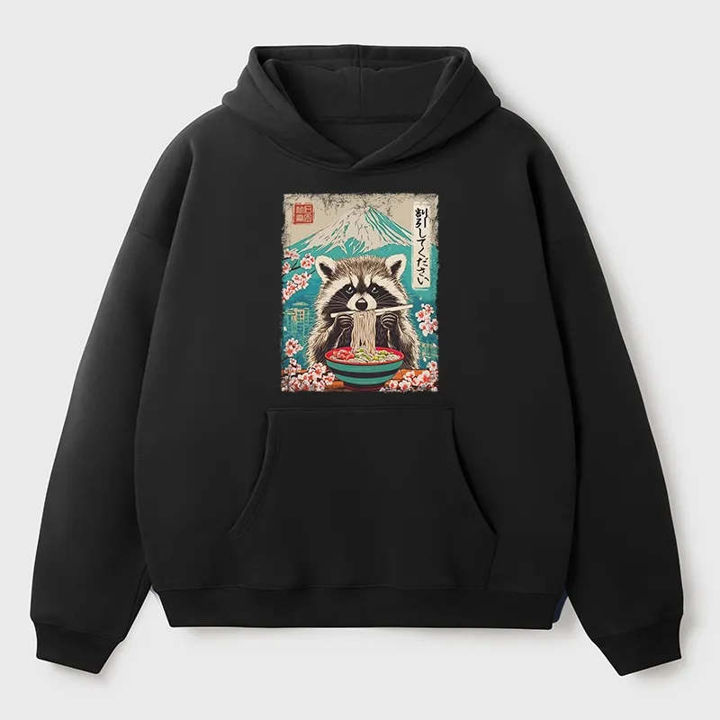 Tokyo-Tiger Please Give Raccoon A Discount Aldult Fleece Hoodie