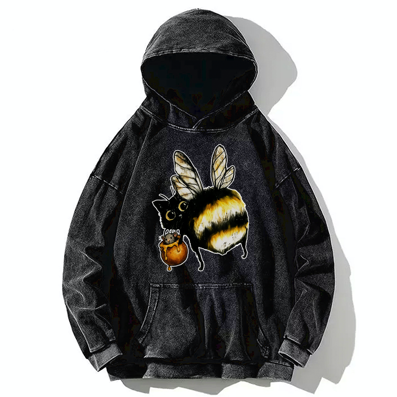Tokyo-Tiger Cute Catbee Butt Washed Hoodie