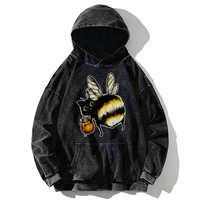 Tokyo-Tiger Cute Catbee Butt Washed Hoodie