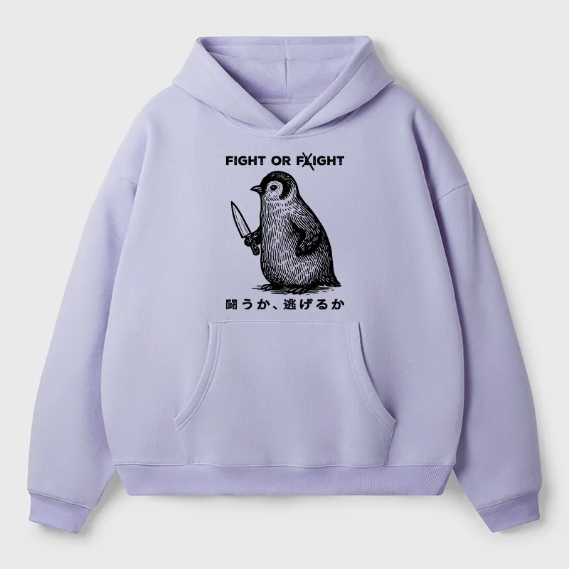 Tokyo-Tiger Funny Fight Or Flight Aldult Fleece Hoodie