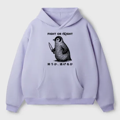 Tokyo-Tiger Funny Fight Or Flight Aldult Fleece Hoodie