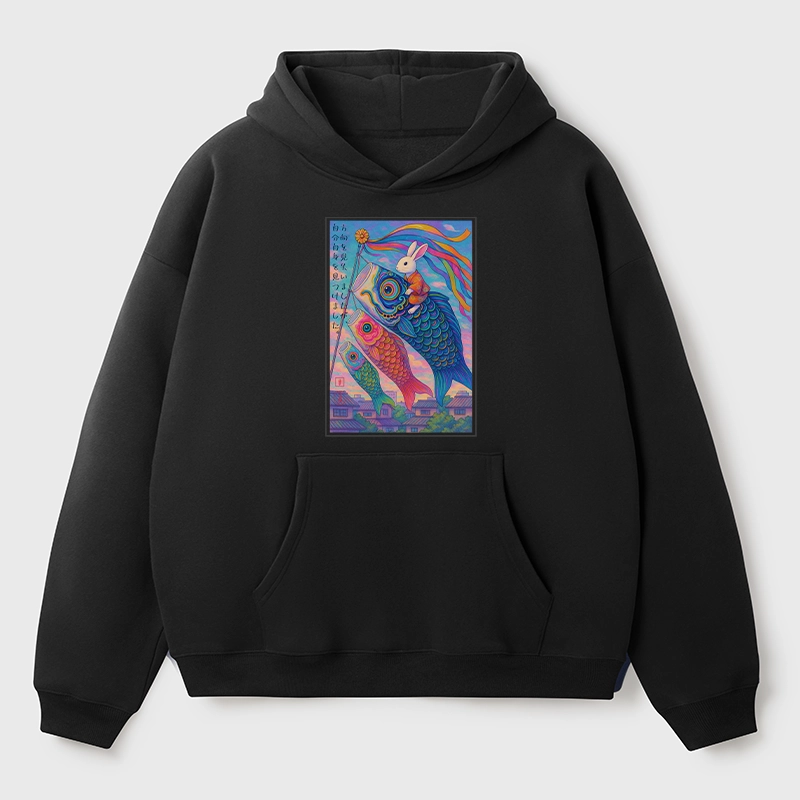 Tokyo-Tiger Ukiyoe Rabbit Ride Carp Streamer Poster Aldult Fleece Hoodie