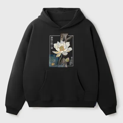 Tokyo-Tiger Blooming Lotus Japan Aldult Fleece Hoodie
