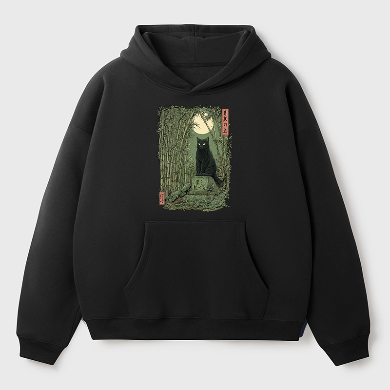 Tokyo-Tiger Black Cat In The Bamboo Forest Aldult Fleece Hoodie