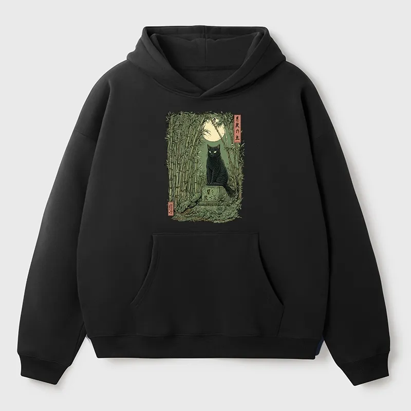Tokyo-Tiger Black Cat In The Bamboo Forest Aldult Fleece Hoodie