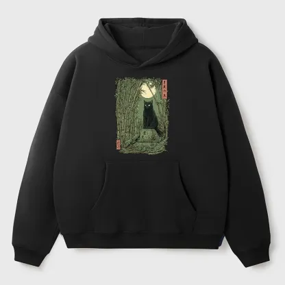 Tokyo-Tiger Black Cat In The Bamboo Forest Aldult Fleece Hoodie