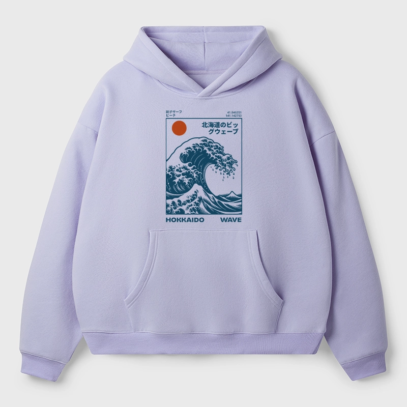 Tokyo-Tiger Hokkaido Wave Japan Aldult Fleece Hoodie