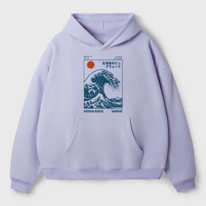 Tokyo-Tiger Hokkaido Wave Japan Aldult Fleece Hoodie