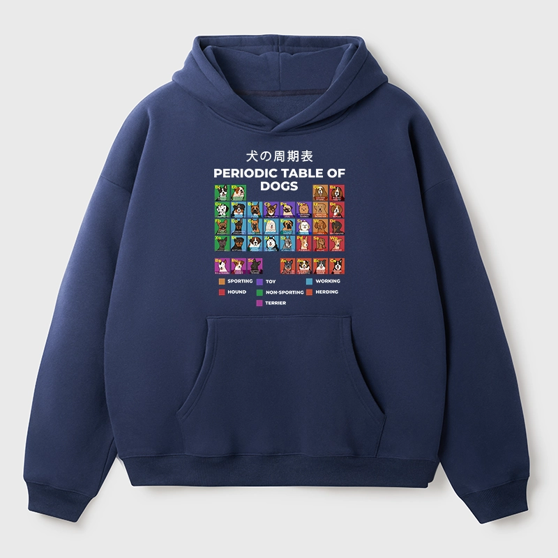 Tokyo-Tiger Periodic Table Of Dogs Aldult Fleece Hoodie