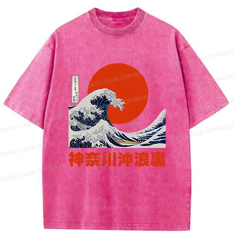 Tokyo-Tiger The Great Wave Off Kanagawa Washed T-Shirt