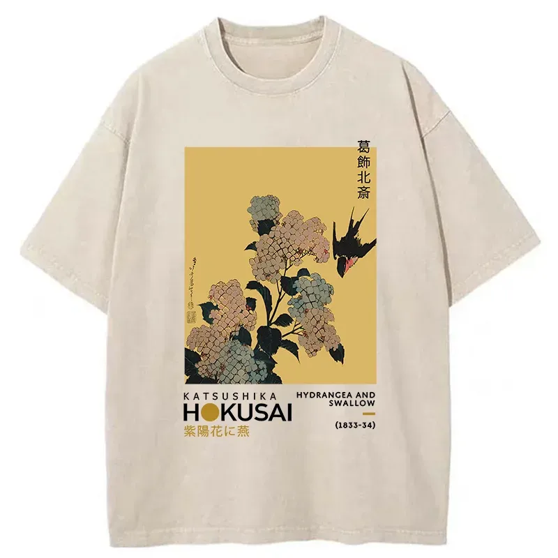Tokyo-Tiger Japanese Traditional Flowers Washed T-Shirt