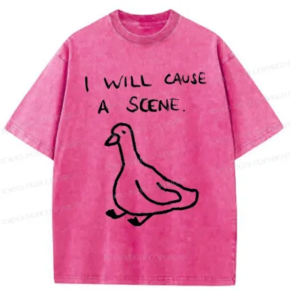 Tokyo-Tiger Stupid Goose Funny Washed T-Shirt