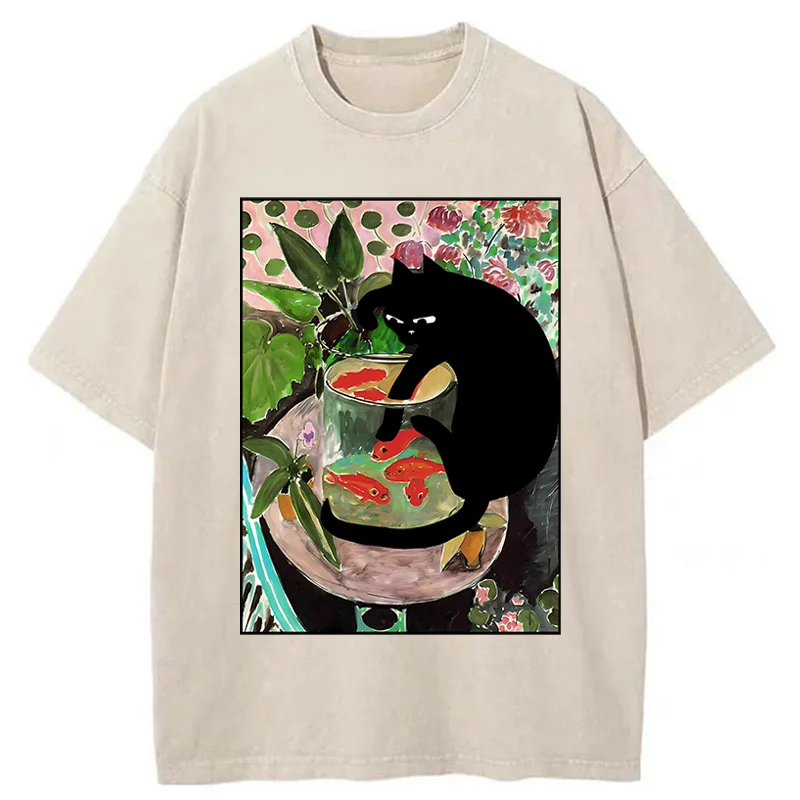 Tokyo-Tiger Funny Matisse's Goldfish Washed T-Shirt