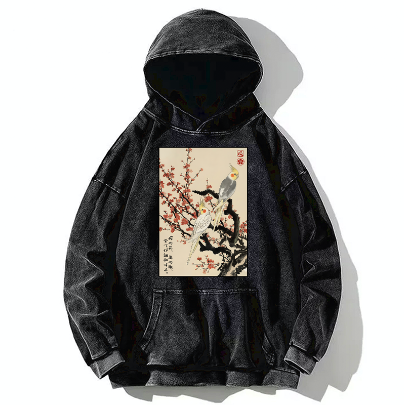 Tokyo-Tiger Whispers of Silent Blossoms Washed Hoodie