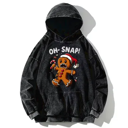 Tokyo-Tiger Oh Snap The Gingerbread Man's Christmas Chaos Washed Hoodie