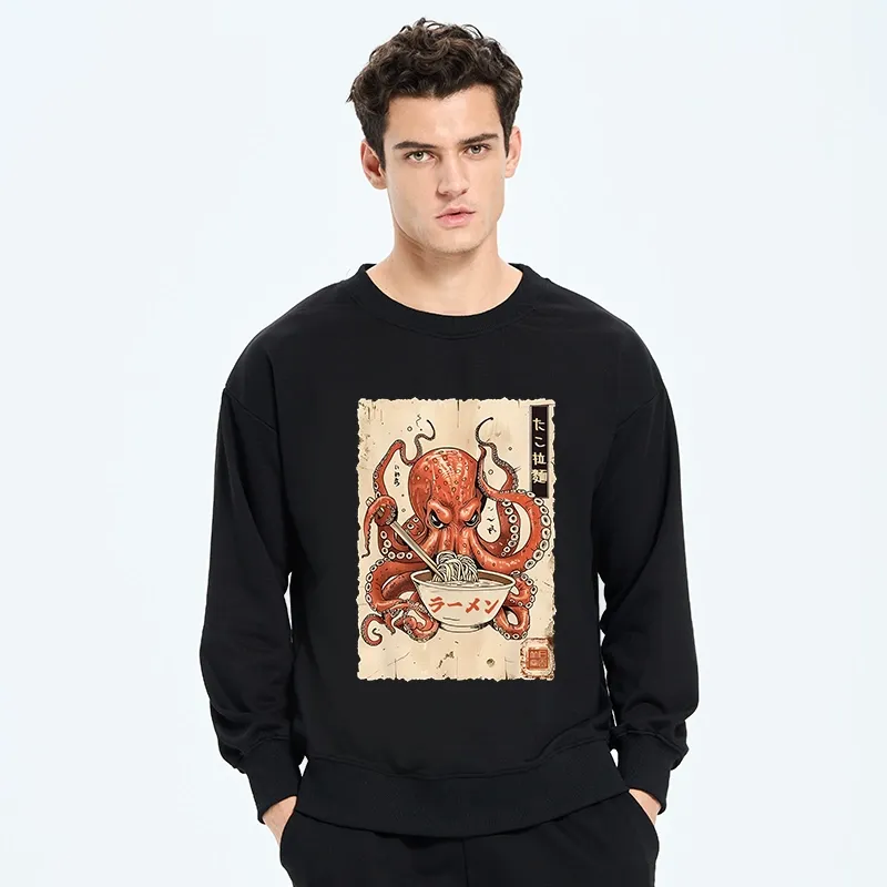 Tokyo-Tiger Retro Octopus Eating Ramen Classic Sweatshirt