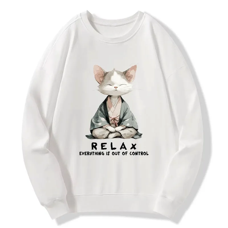 Tokyo-Tiger Zen Cat Relaxation，Everything's Out Of Control Classic Sweatshirt