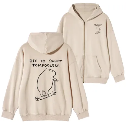 Tokyo-Tiger Capybara Is Ready To Do Something Bad Washed Zip Hoodie