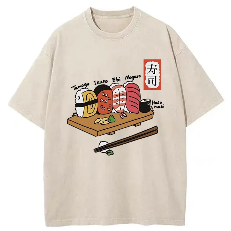 Tokyo-Tiger Delicious Sushi Washed T-Shirt Sale