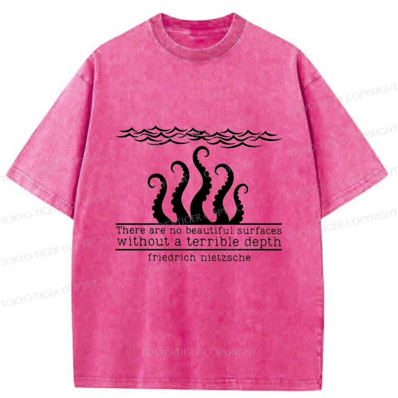 Tokyo-Tiger Mysterious Octopus Monster Washed T-Shirt