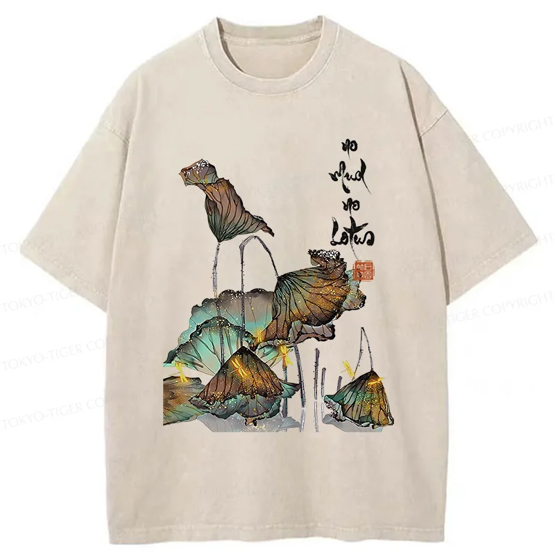 Tokyo-Tiger Zen Sayings No Mud No Lotus Washed T-Shirt