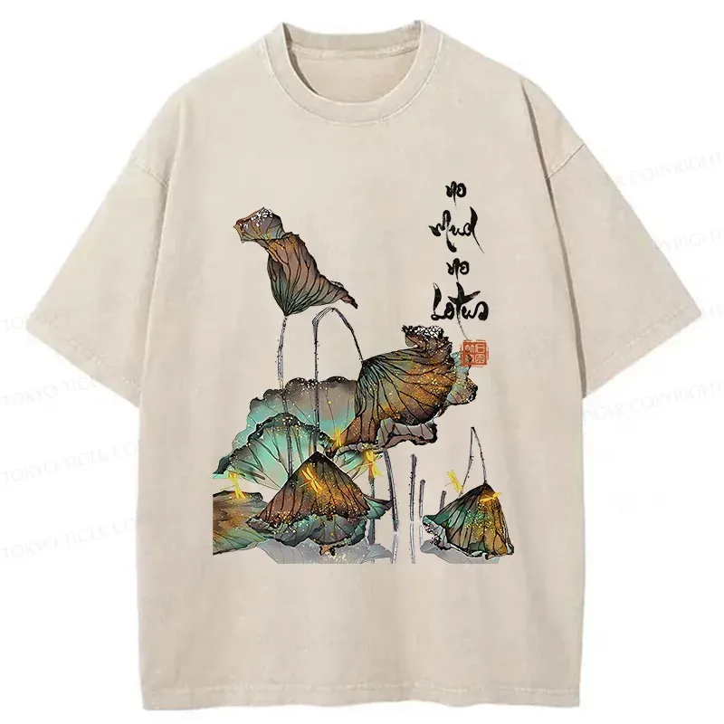 Tokyo-Tiger Zen Sayings No Mud No Lotus Washed T-Shirt