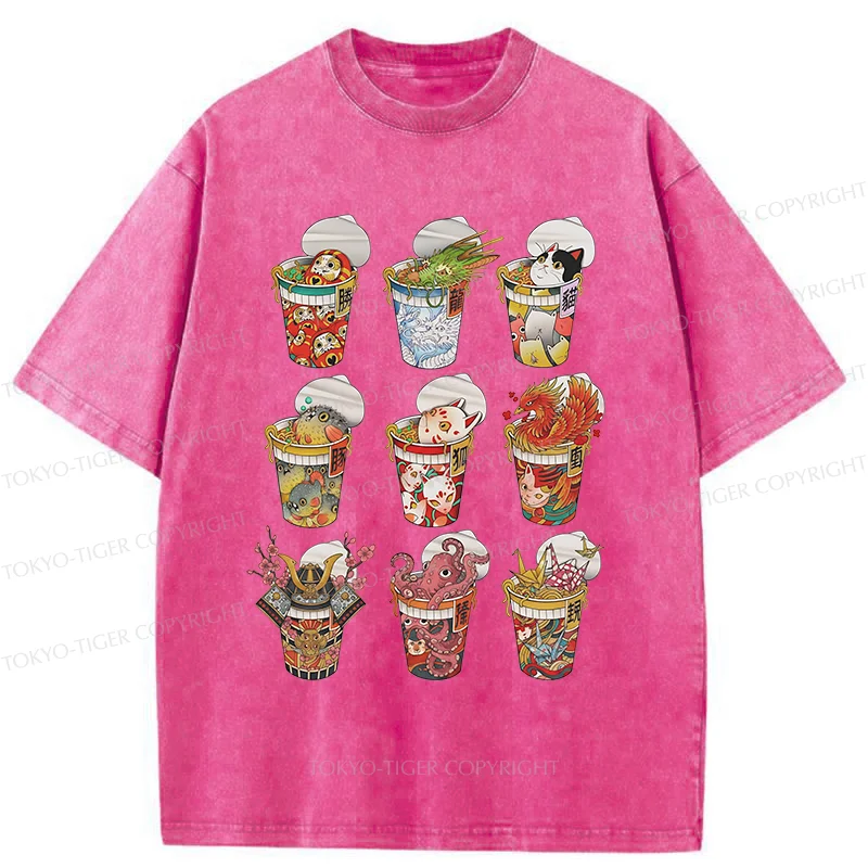 Tokyo-Tiger Various Types Of Ramen Washed T-Shirt