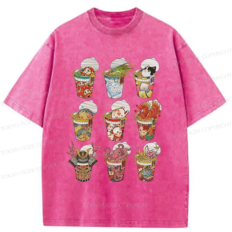 Tokyo-Tiger Various Types Of Ramen Washed T-Shirt