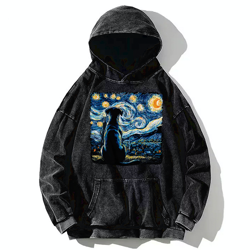 Tokyo-Tiger Starry Night Dog Washed Hoodie