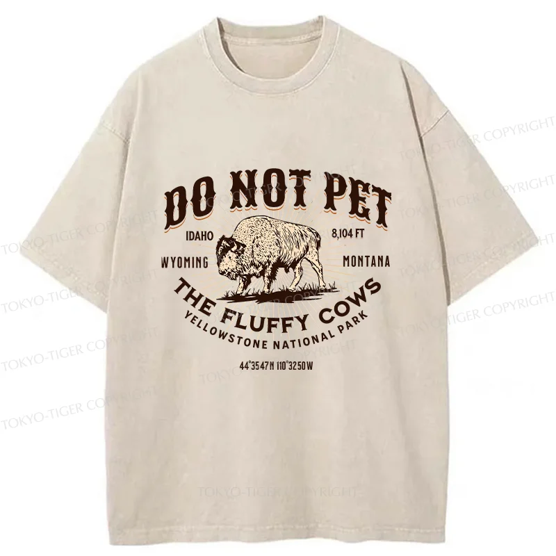 Tokyo-Tiger Fluffy Cows Funny Washed T-Shirt