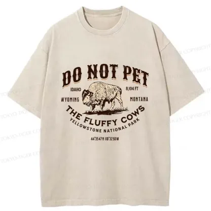 Tokyo-Tiger Fluffy Cows Funny Washed T-Shirt