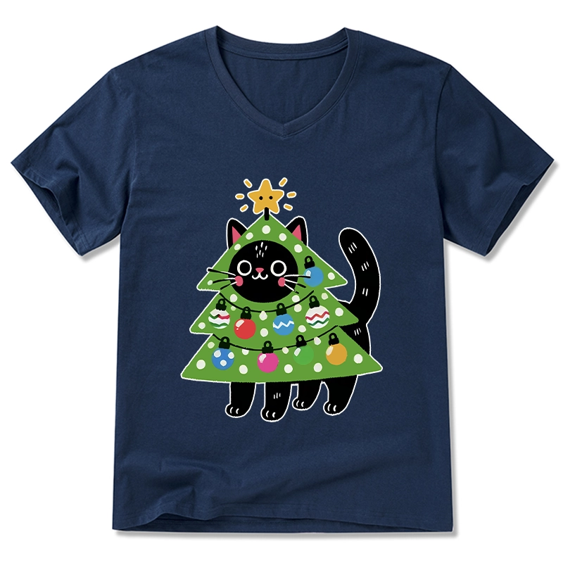Tokyo-Tiger Christmas Tree Cat V-Neck Classic T-Shirt