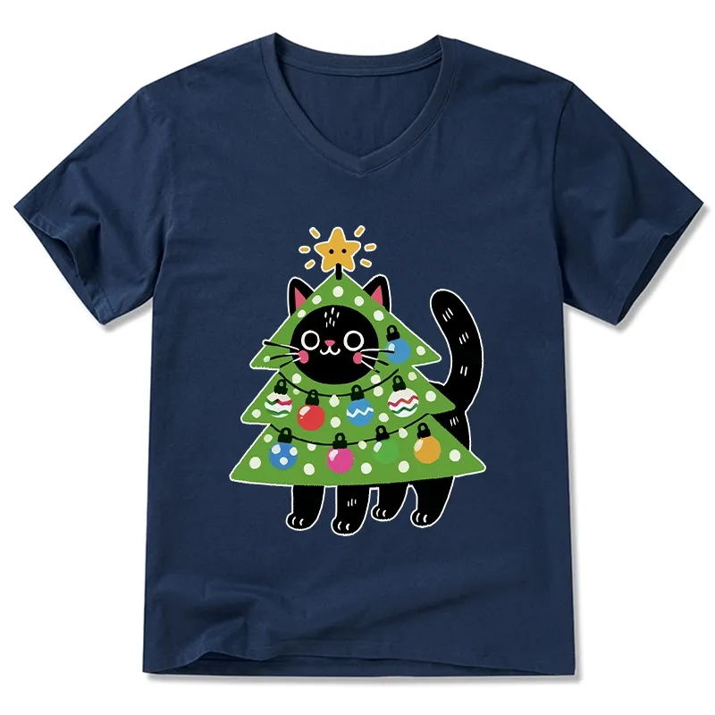 Tokyo-Tiger Christmas Tree Cat V-Neck Classic T-Shirt