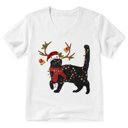 Tokyo-Tiger Christmas Black Cat V-Neck Classic T-Shirt
