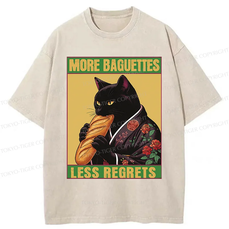 Tokyo-Tiger More Baguettes Less Regrets Washed T-Shirt