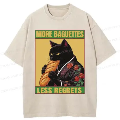 Tokyo-Tiger More Baguettes Less Regrets Washed T-Shirt