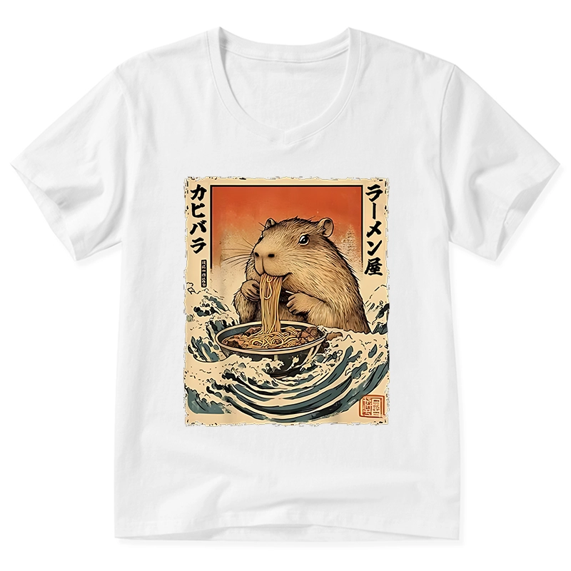 Tokyo-Tiger Hamster Eating Ramen V-Neck Classic T-Shirt