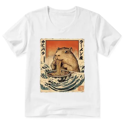 Tokyo-Tiger Hamster Eating Ramen V-Neck Classic T-Shirt