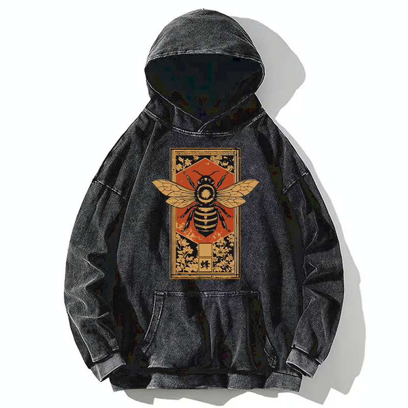 Tokyo-Tiger Japanese Bee Art Washed Hoodie
