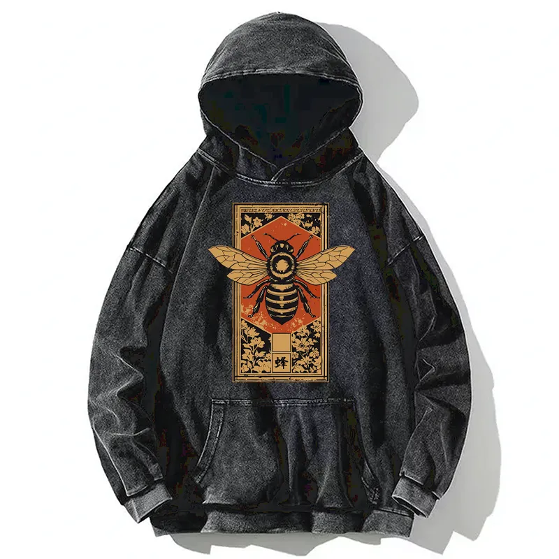 Tokyo-Tiger Japanese Bee Art Washed Hoodie
