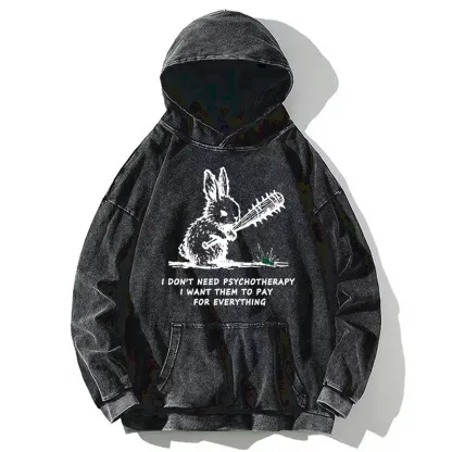 Tokyo-Tiger Violent Rabbit Funny Washed Hoodie