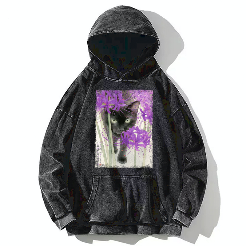 Tokyo-Tiger A Cat Among The Flowers Washed Hoodie