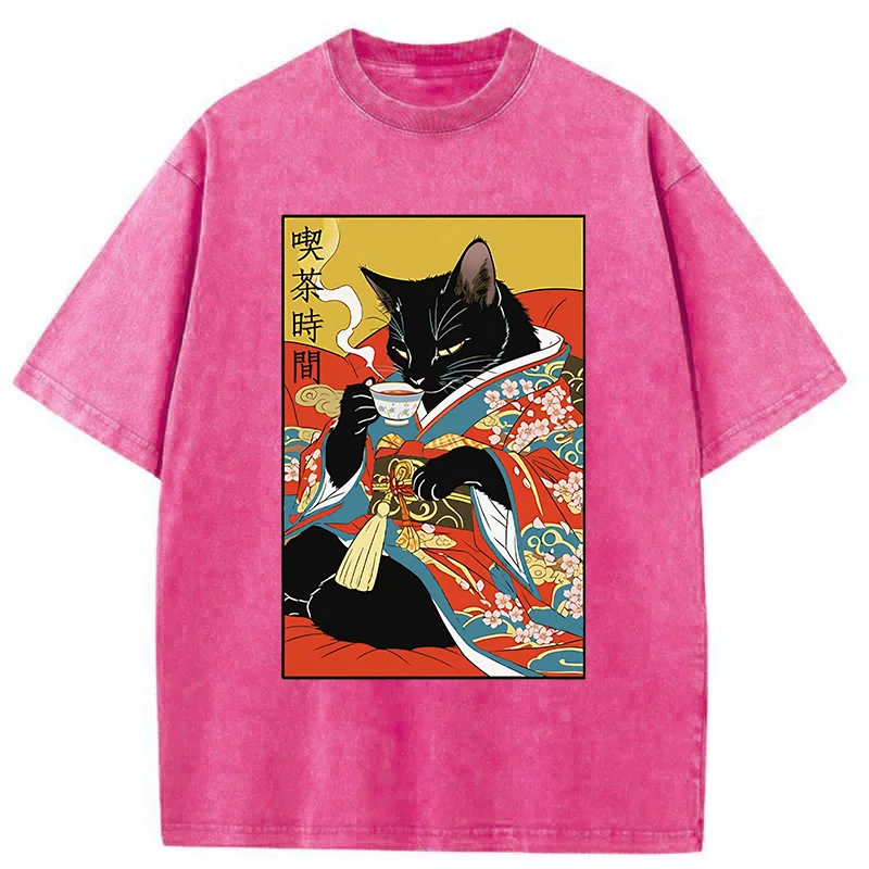 Tokyo-Tiger Afternoon Tea Time Washed T-Shirt