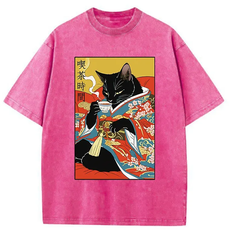 Tokyo-Tiger Afternoon Tea Time Washed T-Shirt