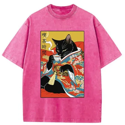 Tokyo-Tiger Afternoon Tea Time Washed T-Shirt