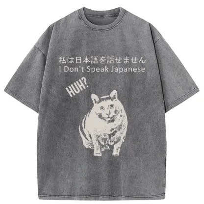 Tokyo-Tiger Cat Doesn't Speak Japanese Washed T-Shirt